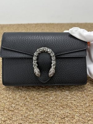 99% New GUCCI Dionysus Mini, Crystal Buckle, Black Leather