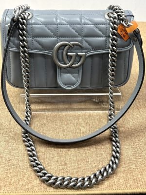 99% New GUCCI Marmont 22, Grey‑Silver, 036 Mark