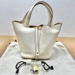 99% New HERMES Picotin 22, Cream, B Stamp