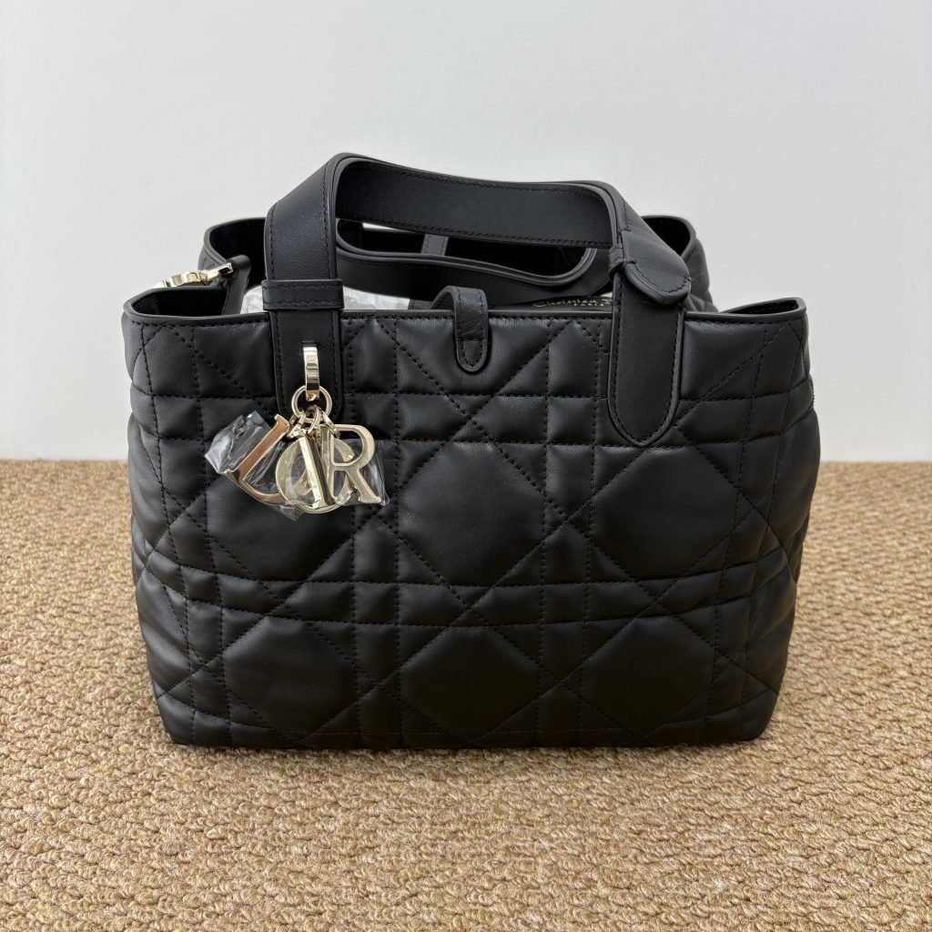 Brand New Dior Book Tote, Black‑Gold, Medium Size