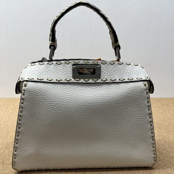 98% New FENDI Peekaboo ISeeU, Med, White Calf & Python