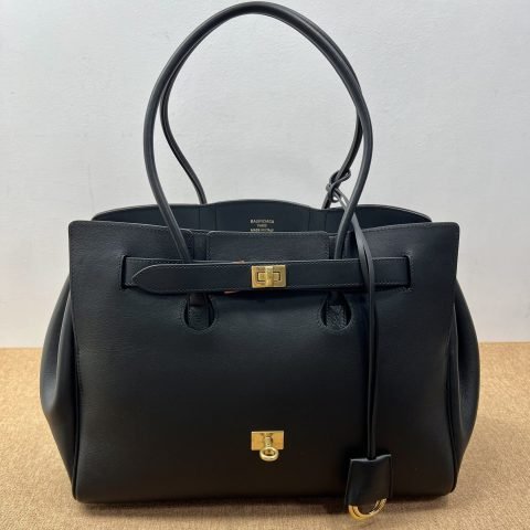 Balenciaga BEL AIR Black‑Gold Medium Handbag